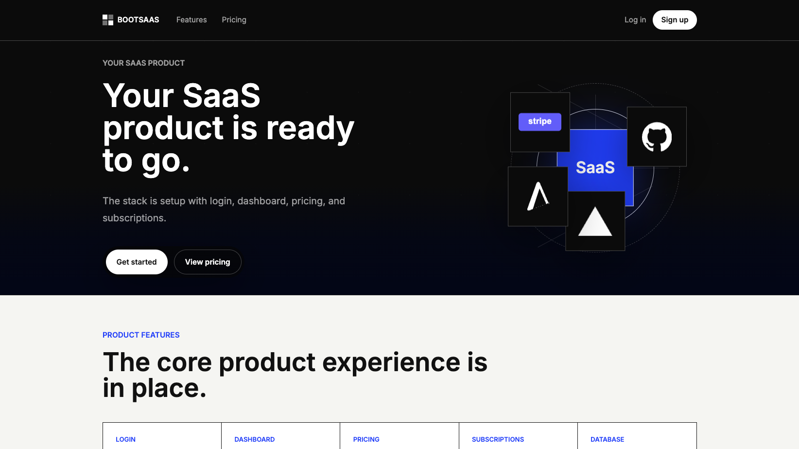 BootSaaS starter kit landing page