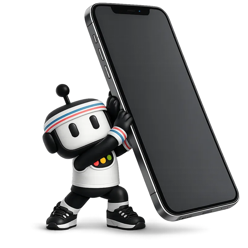 Tinybot holding up a phone for Greenlight