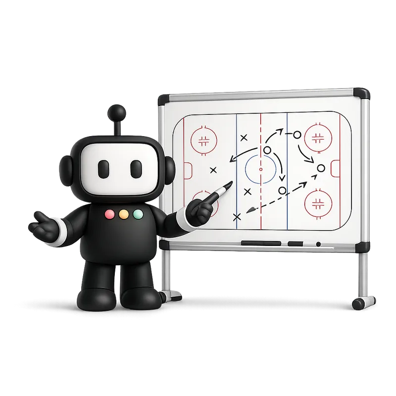 Tinybot presenting a hockey strategy whiteboard